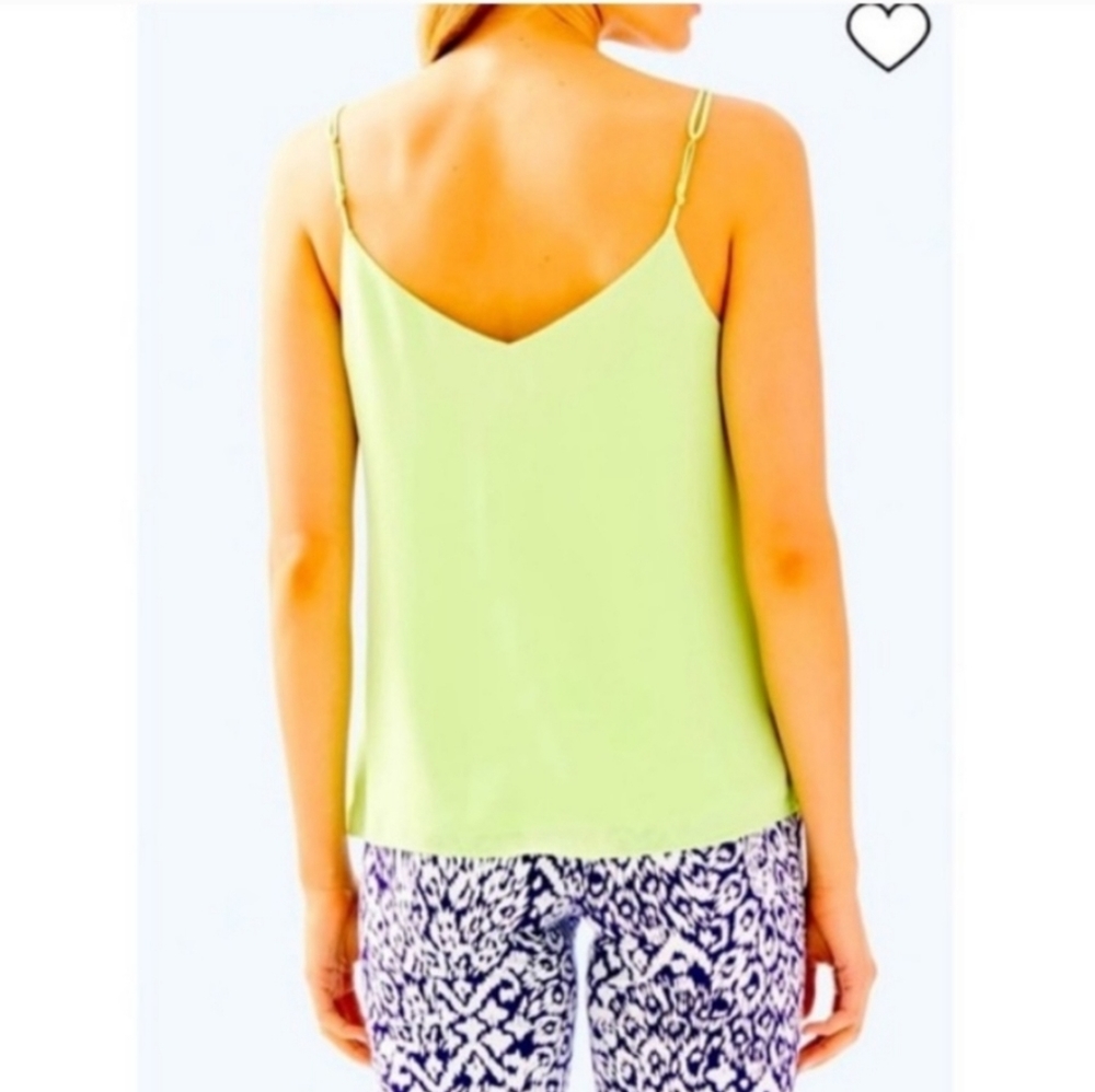 SOLD ~ Lilly Pulitzer Cami Women Small Adjustable Straps Silk Neon Green S - Picture 3 of 3